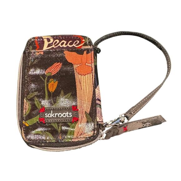 Sakroots Printed Wristlet Wallet Multicolor Graphic Floral “Peace” Design - Picture 2 of 4
